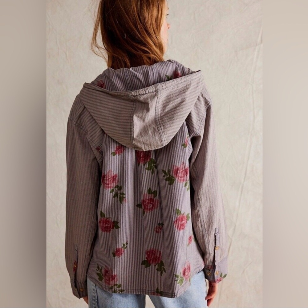 🆕 FREE PEOPLE | ABOUT TO SLIDE HOODIE SHIRT | PHANTOM OVERDYE | SIZE: M
